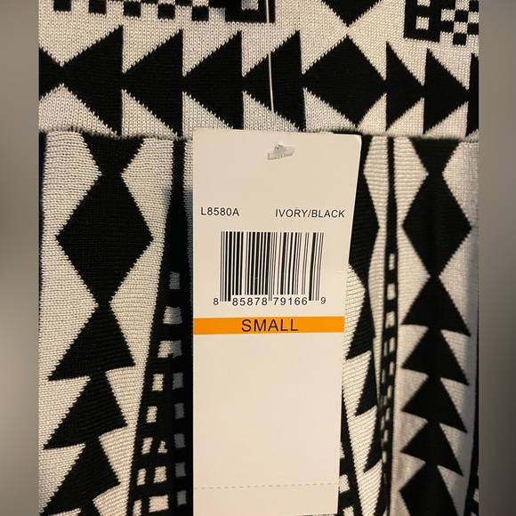 Graphic Geometric Nina Leonard Sweater Dress Black White Fit and Flare Small - Picture 5 of 6